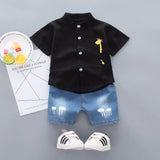 Baby Boy Clothes Summer Short-sleeved Cotton Boy Suit Cartoon Giraffe T-shirt Shorts 2pcs/sets Kids Casual Outfits Clothing 0-4Y