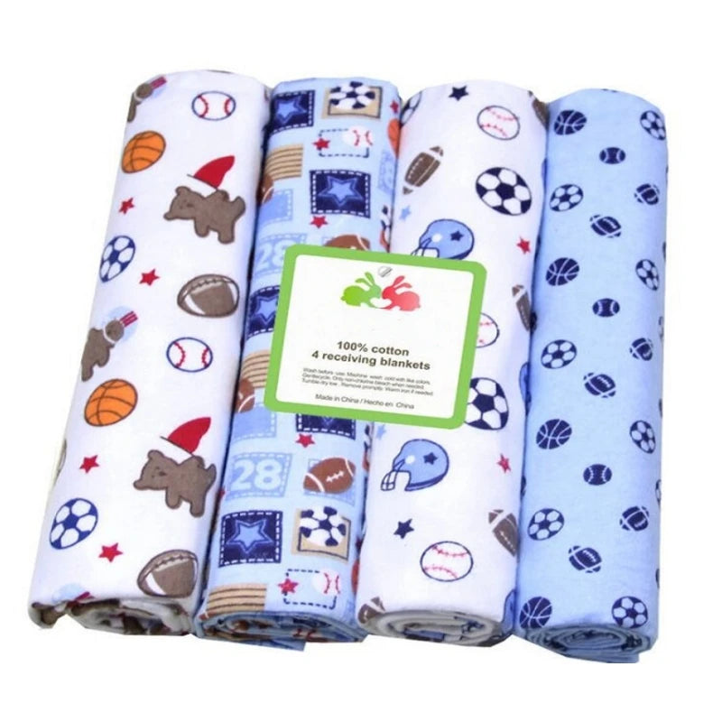 4pcs/pack 100% Cotton Receiving Baby Blanket Newborn 76x76cm Baby Bedsheet Supersoft Flannel Diapers New Born Blanket Swaddle