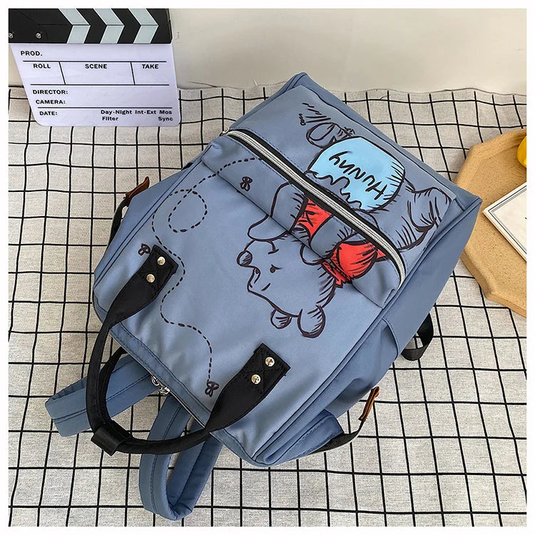 Disney New Mommy Bag Fashion Cartoon Print Large Capacity Mommy Bag Mother and Baby Bag Waterproof Bottle Diaper Backpack