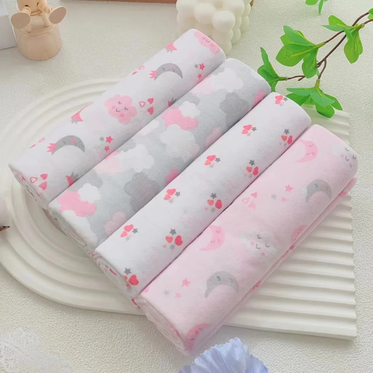 4pcs/pack 100% Cotton Receiving Baby Blanket Newborn 76x76cm Baby Bedsheet Supersoft Flannel Diapers New Born Blanket Swaddle