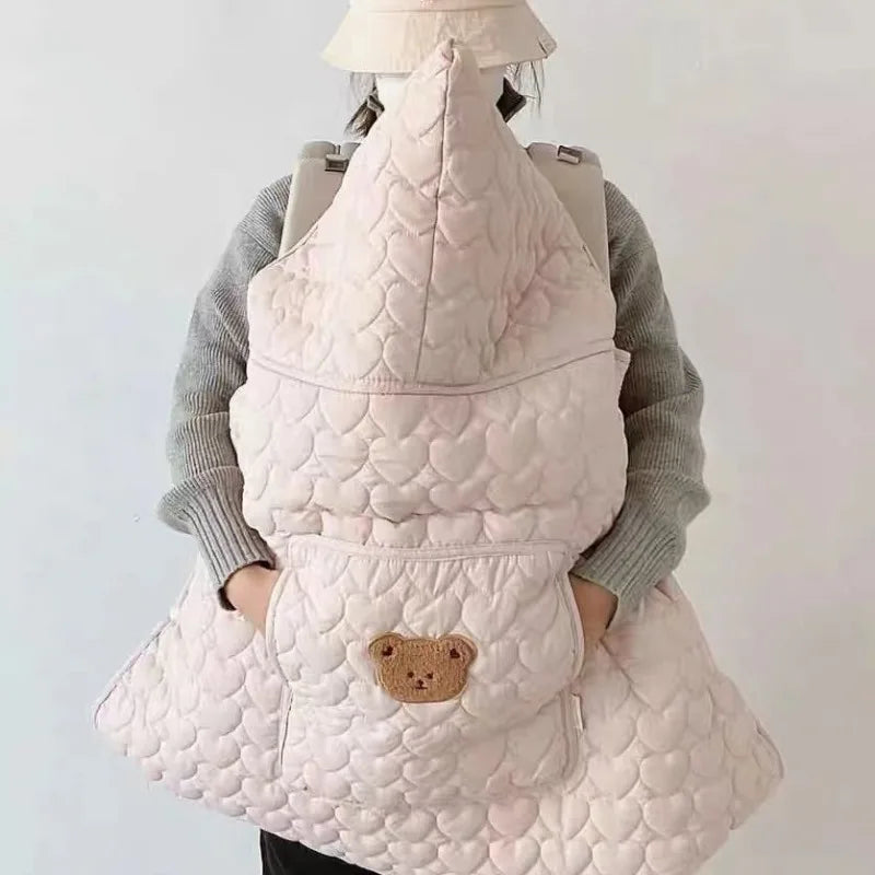 Baby Warm Blanket Stroller Thickened Breathable Quick Drying Hooded Cloak Infant Plus Fleece Skin Friendly Cartoon Animal Quilt