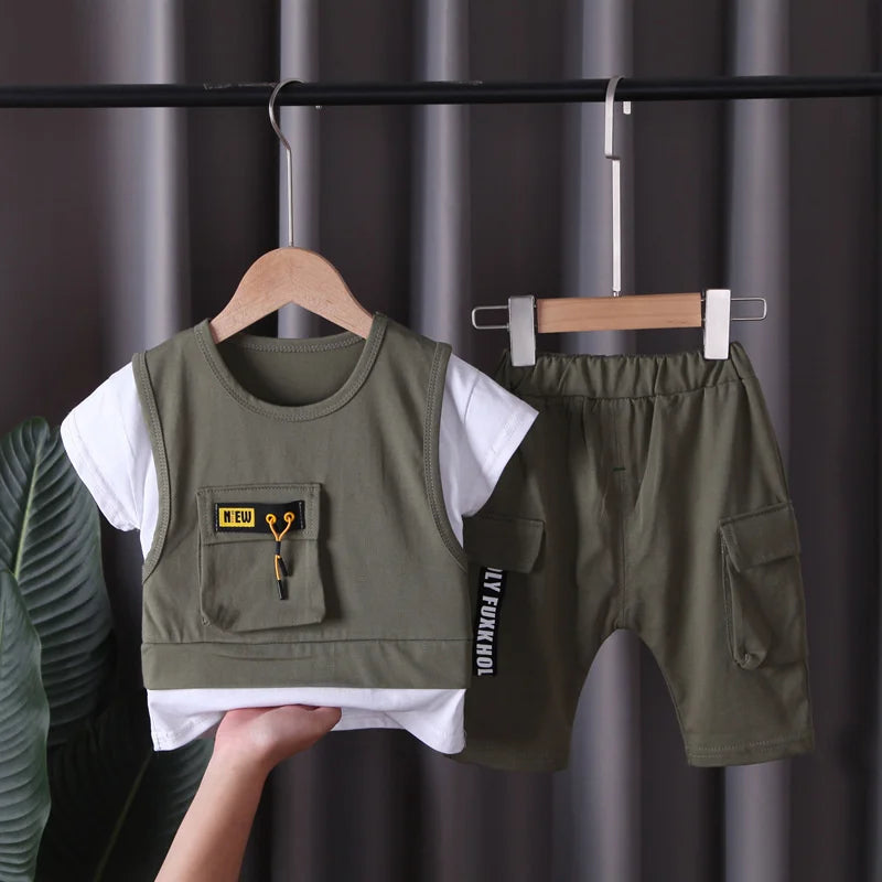 New Summer Baby Girl Clothes Infant Boys Clothing Children Casual T-Shirt Shorts 2Pcs/Set Toddler Sports Costume Kids Tracksuits