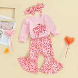 Toddler Girls Winter Clothes Set Long Sleeve Hooded Sweatshirt Tops Floral Print Pants Headband 3Pcs Outfit Set for Fall