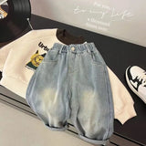 Children's Jeans Spring and Autumn Cartoon Boys and Girls Comfortable Soft Cotton Jeans Casual Pants Children's Baby Pants1-7Y