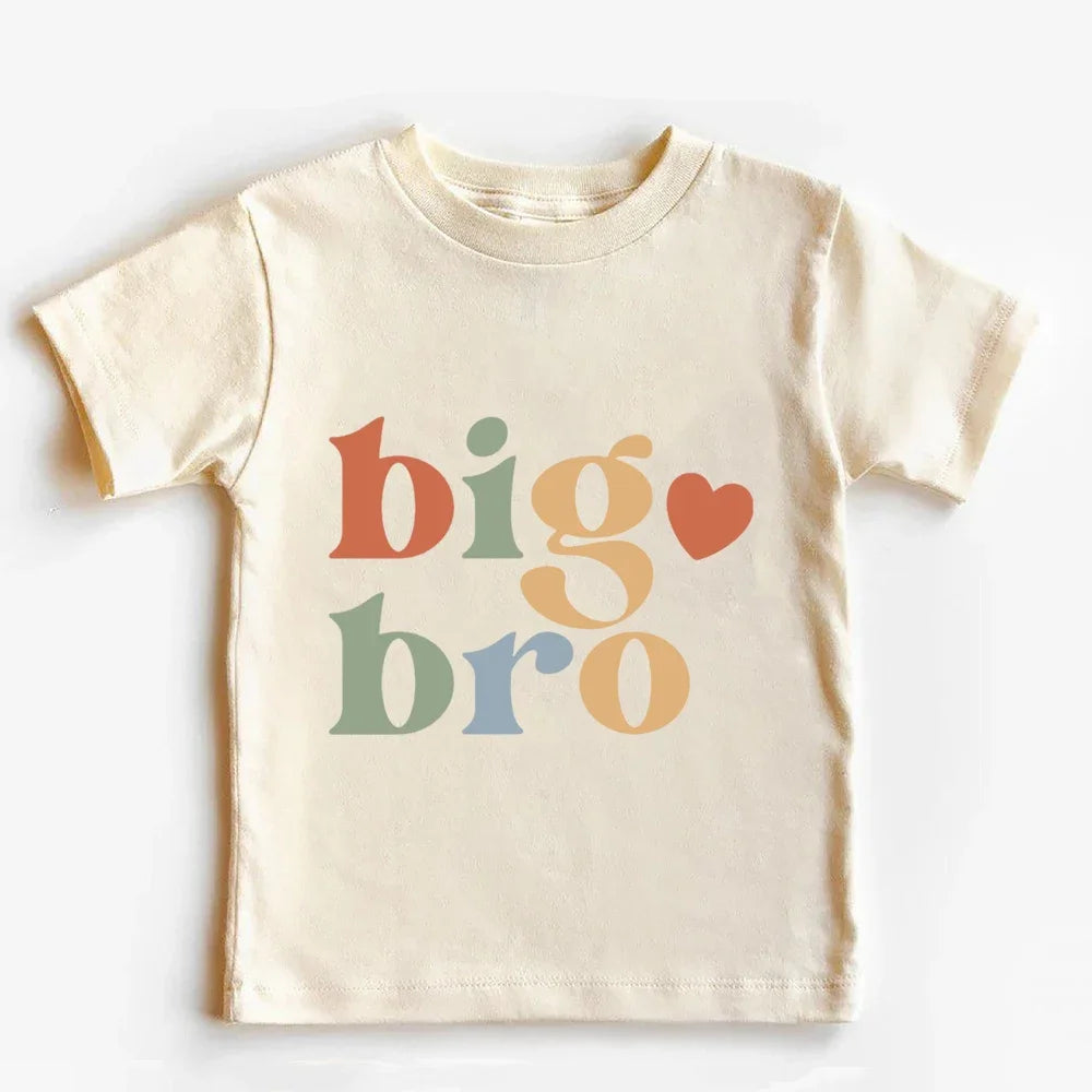 Big Brother Little Brother Family Matching Shirt Boys Summer T-shirt Kids Retro Short Sleeve Tops Outfit  Sibling Shirts Clothes