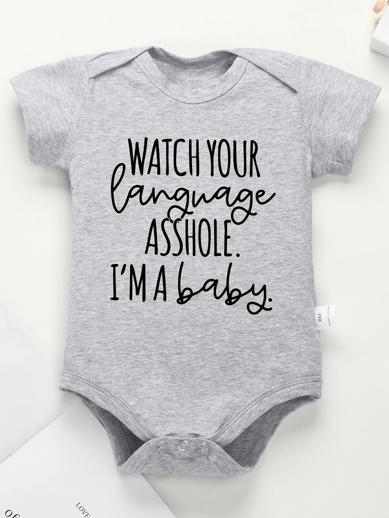 Funny Creative Newborn Girl Boy Clothes Watch Your Language Printed Cotton Infant Onesie Trend New Toddler Jumpsuit Short Sleeve