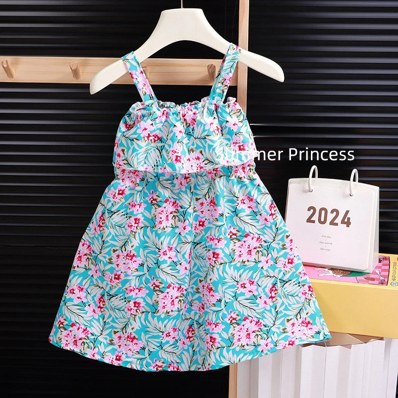 Dresses for Kids Girls Coolred Summer Middle and Big Kids Girls Seaside Holiday Halter Dresses