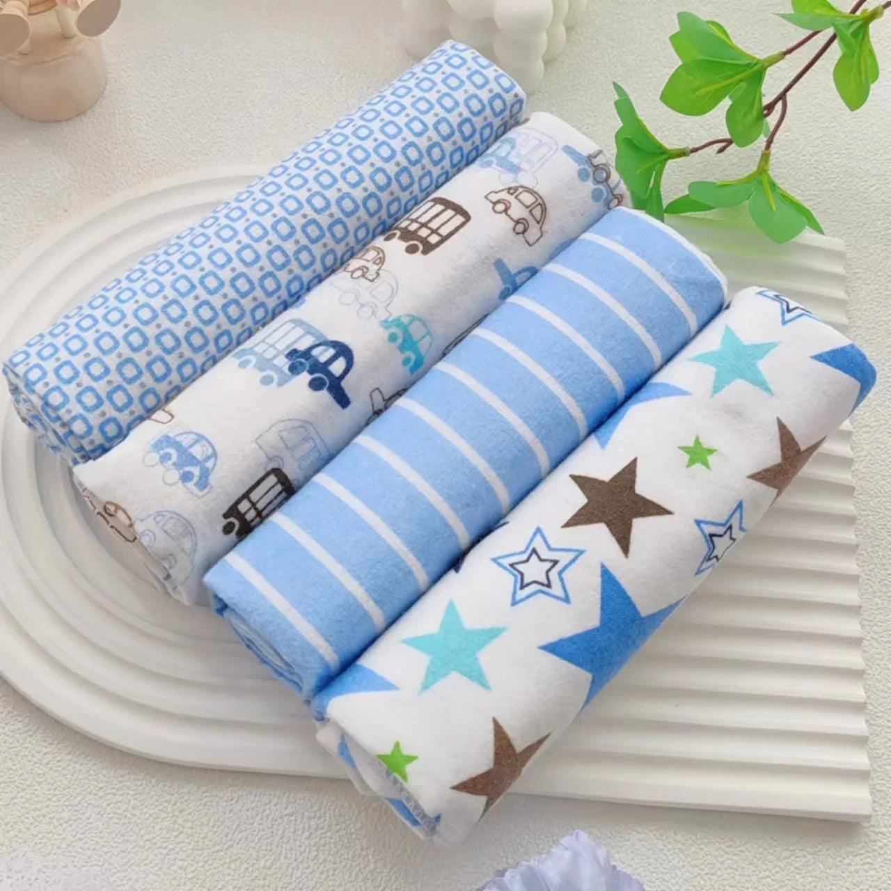 4pcs/pack 100% Cotton Receiving Baby Blanket Newborn 76x76cm Baby Bedsheet Supersoft Flannel Diapers New Born Blanket Swaddle