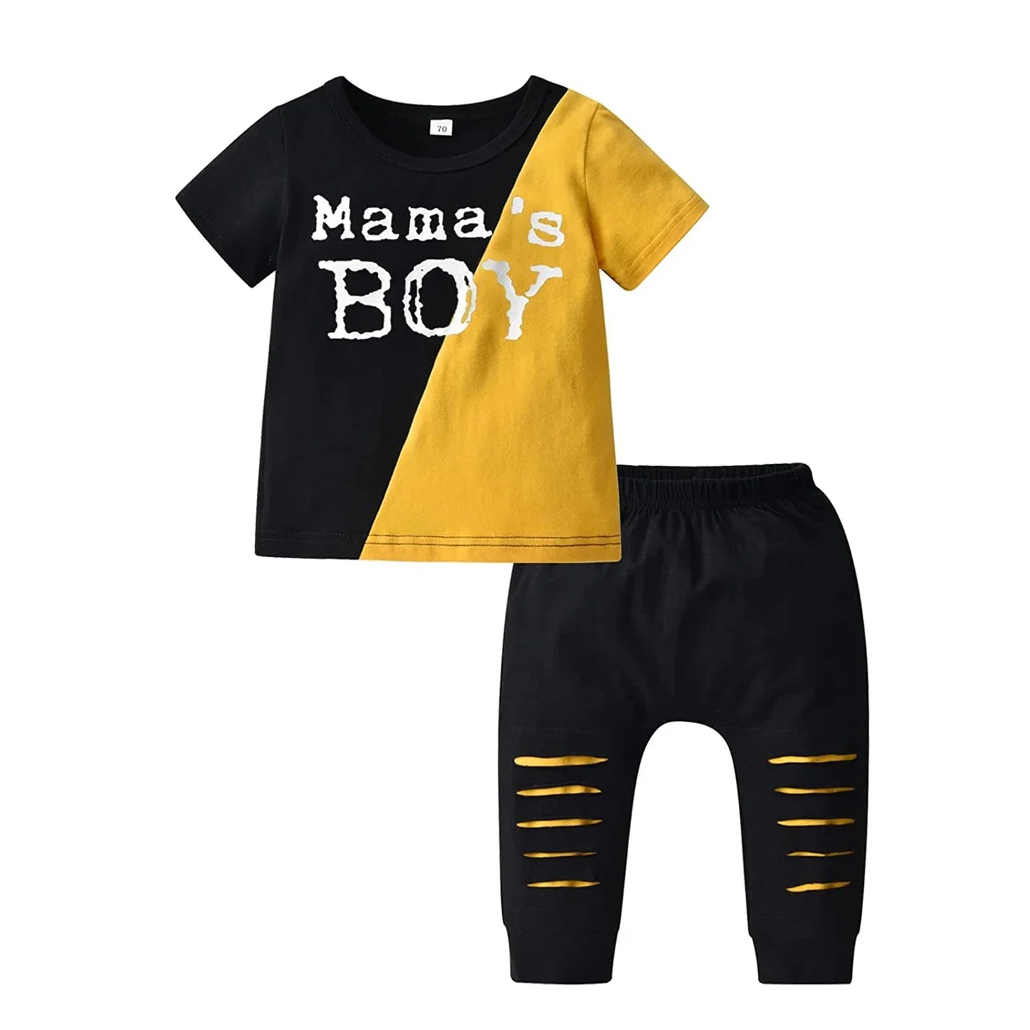 Newborn Baby Boy Summer Clothes Set Patchwork Short Sleeve T-shirt Top and Long Pants Toddler Boys Fashion Outfit for 0-2 Years