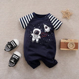 Summer Boys and Girls Cute Navigator Comfortable and Casual Cotton Short Sleeve Round Neck Baby Bodysuit