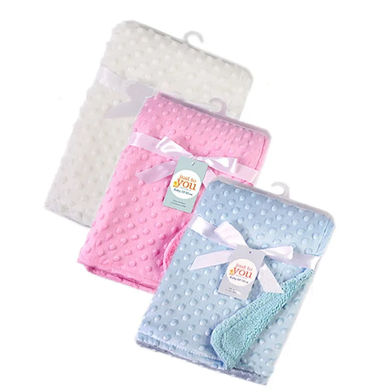 Spring Baby Blanket Warm Double Layer Swaddle Wrap Newborn Thermal Soft Fleece Bath Towel Baby Stroller Blanket Sleepsack 76*102