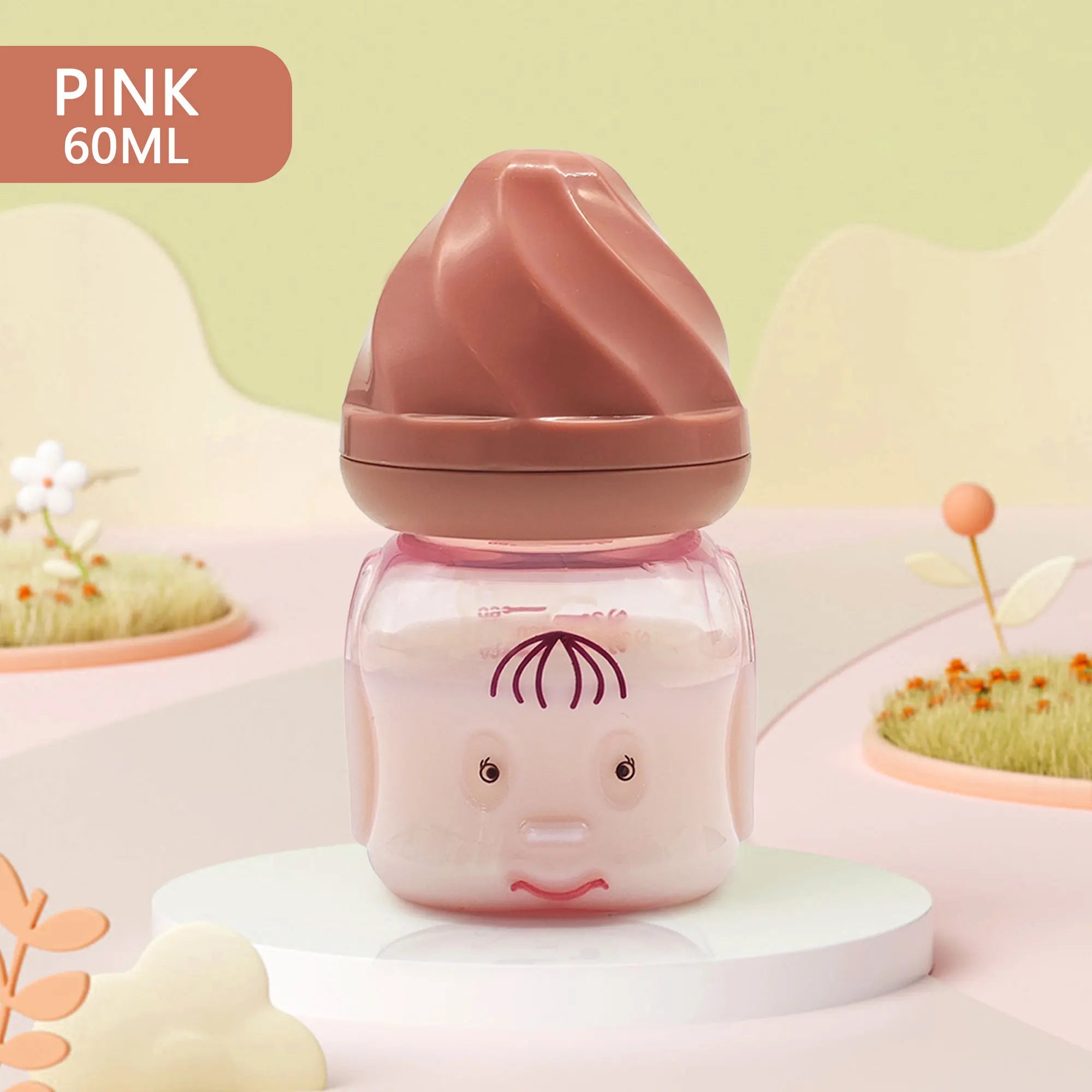 60ml wide diameter PP material baby bottle，the Best Gift for Baby，cute and creative ice cream doll shape baby bottle, ,BPA free