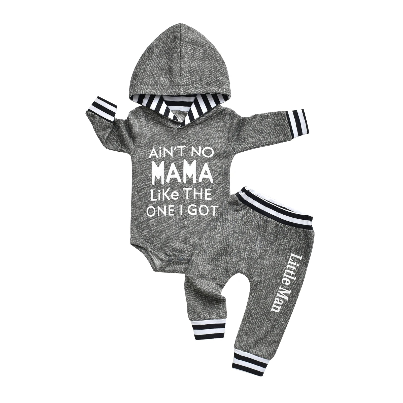 2pcs New Toddler Baby Boy Casual Clothes Set Cotton Long Sleeve Hooded Romper Bodysuit Top and Pants Newborn Outfit for Boys