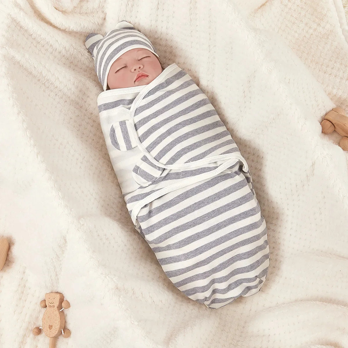 Baby Anti-shock Swaddle Cotton Printed Wrap Spring/Summer Baby Wrap Two-piece Baby Anti-kick Blanket Suitable for 0-3 Months