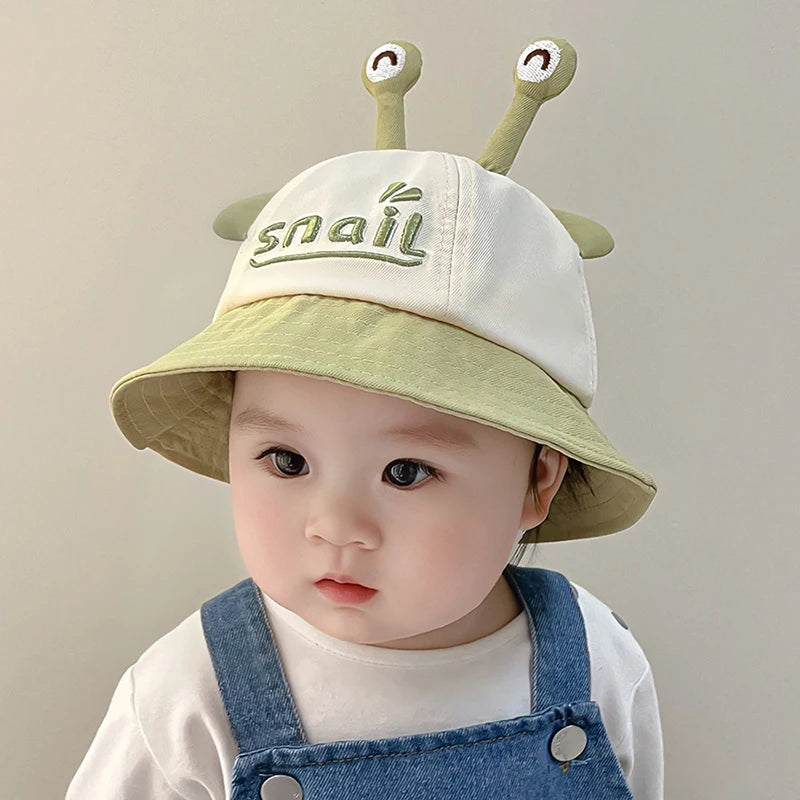 Cartoon Snail Baby Bucket Hat Cute Solid Color Ear Kids Fisherman Cap Spring Summer Wide-brim Toddler Panama Sun Hats