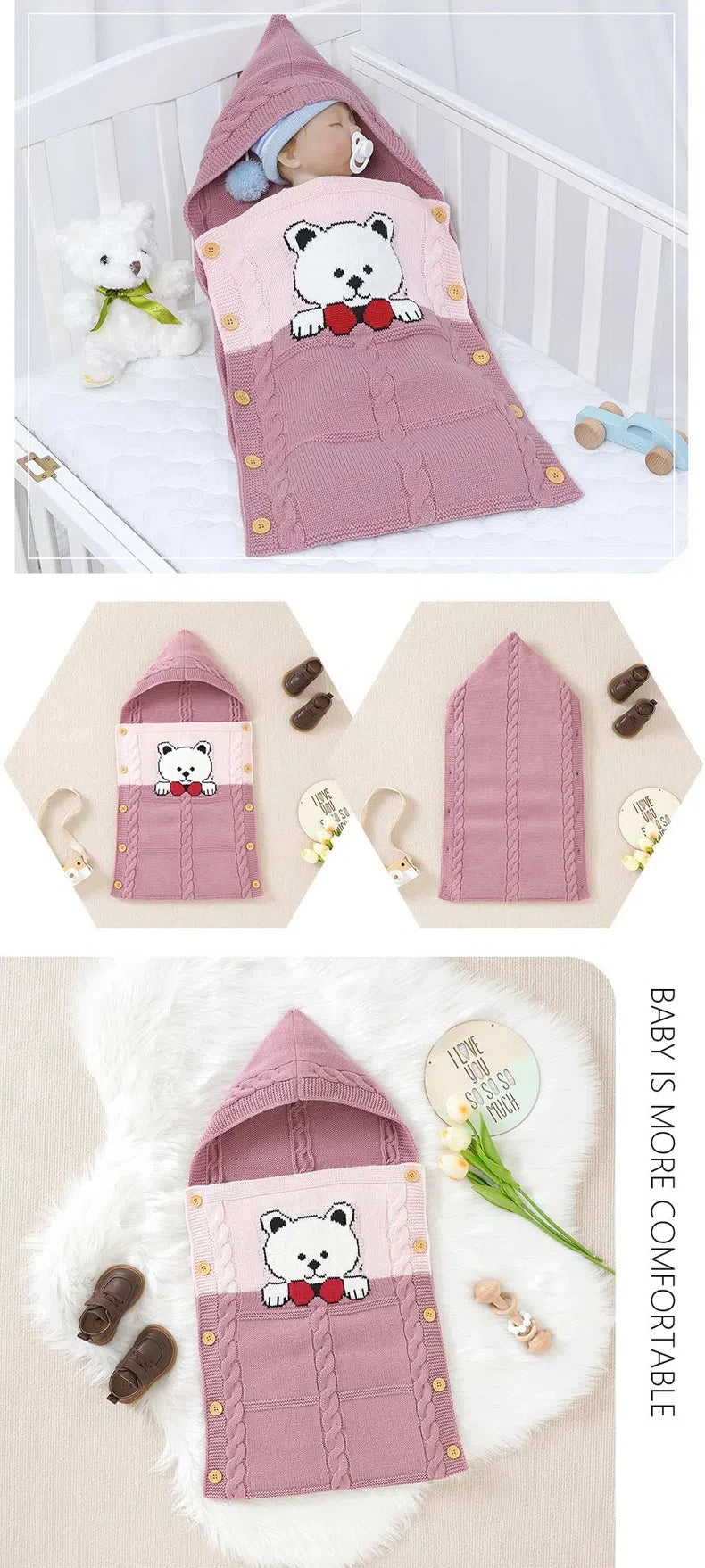 New Baby Winter Swaddle Wrap Blankets Knitted Toddler Infant Baby Swaddle Kids Warm Stroller Crib Envelope Newborn Baby Blankets