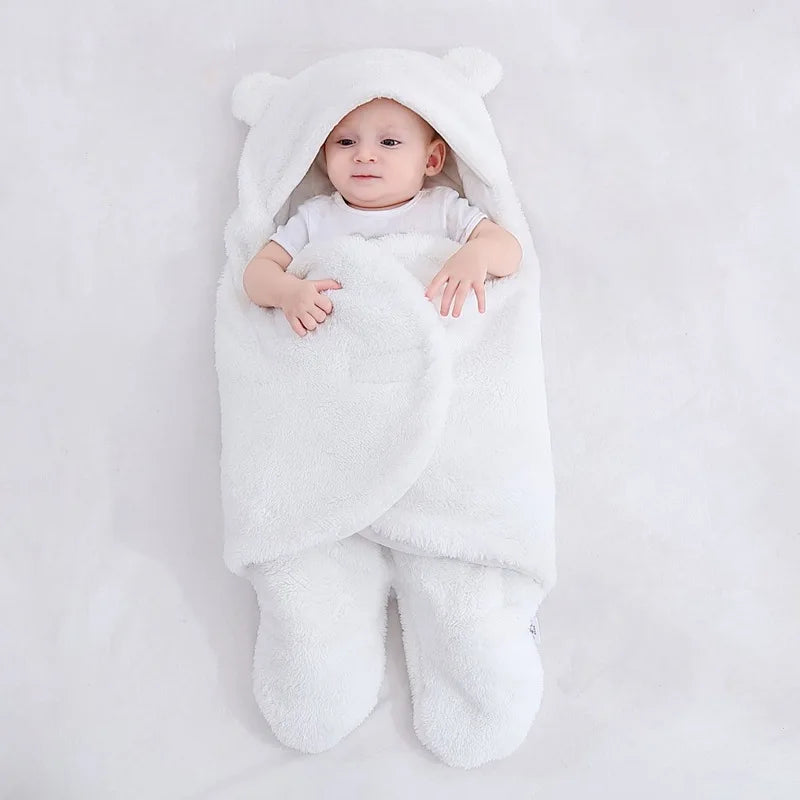 2024 Autumn Winter Infant Toddler Thicken Cashmere Receiving Blankets 0-6M Newborn Sleeping Bag Swaddling Kids Accessories