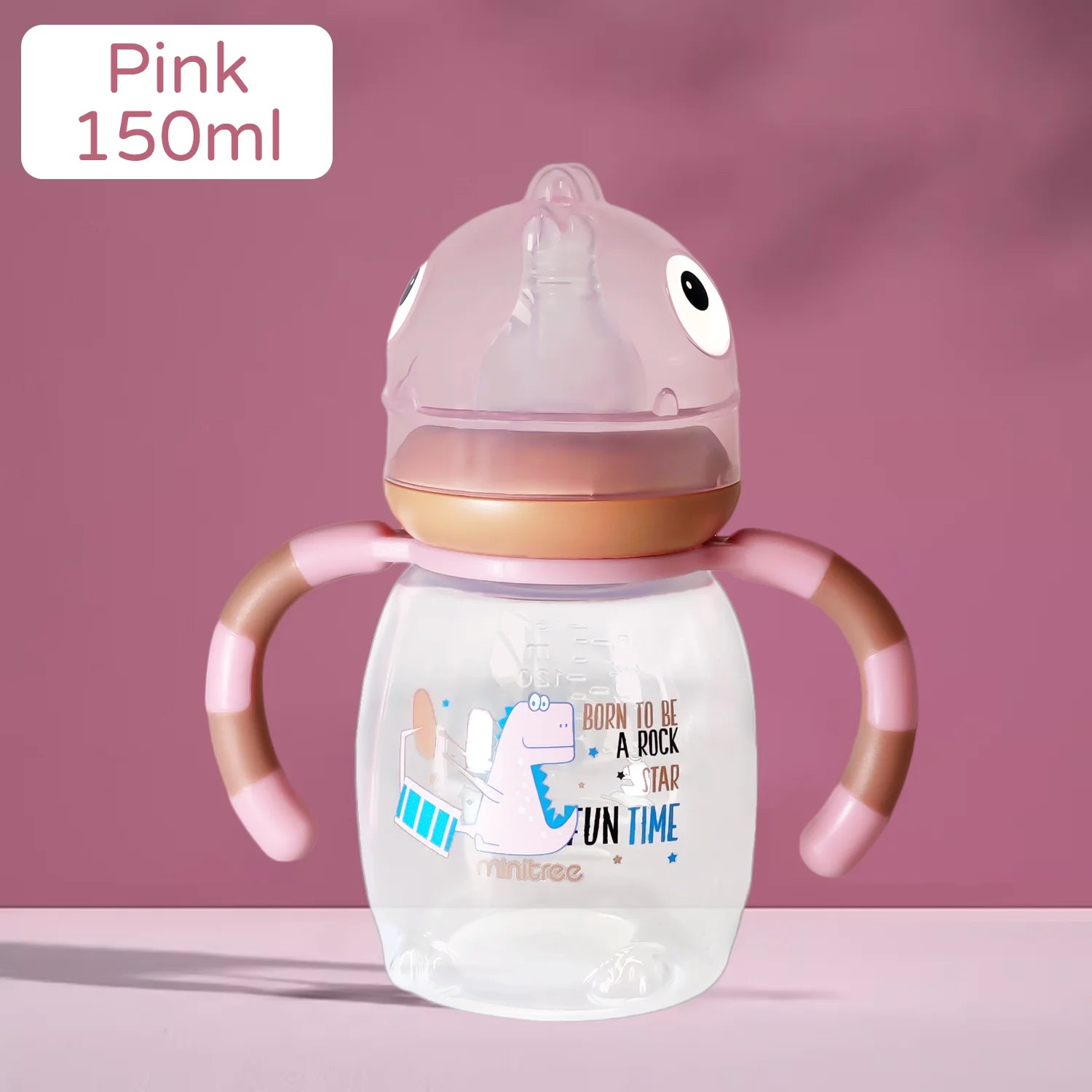 150ml/270ml baby cartoon bottle, 0-3 years old newborn feeding bottle, drop-proof and leak-proof, food grade safe PP material