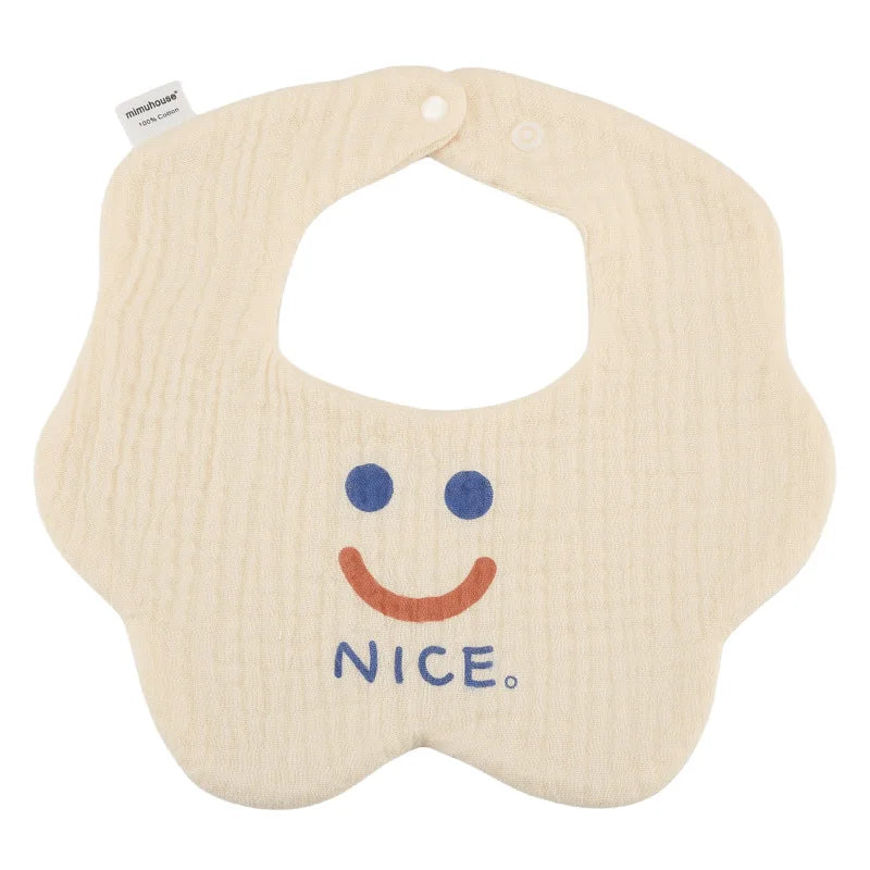 Baby Bibs Cotton Newborn Waterproof Burp Cloths Adjustable Infant Girls and Boys Cute Cartoon Print Bib Baby Feeding Accessories