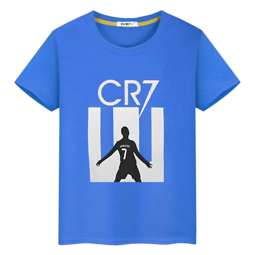 Football fan CR7 t shirt for kids boy 10years Cotton anime Short y2k one piece Ronaldo print Tops pride tshirt kids clothes girl