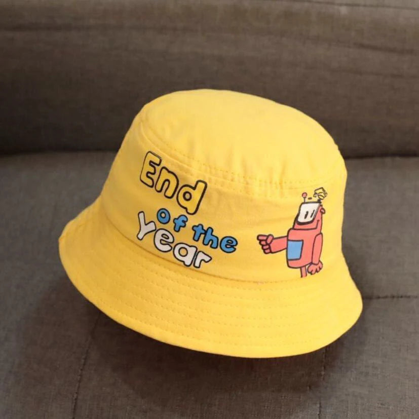 Children Bucket Hat New Spring Boys Girls Sun Hat Cute Funny Expression Outdoor Summer Kids Hat Fishing Cap Korean Style 2-6Y