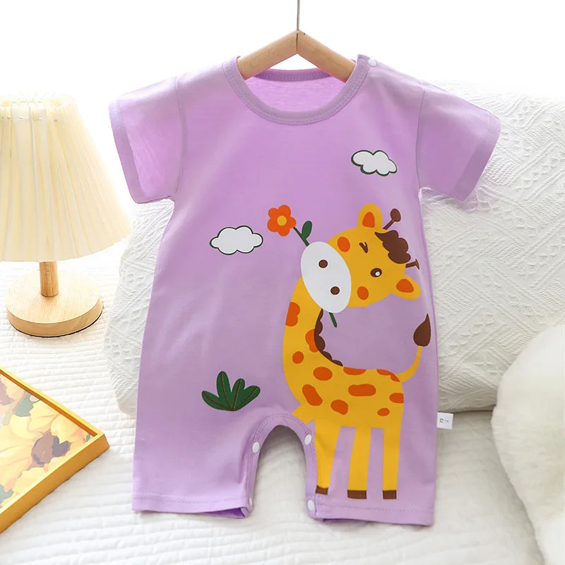 2024 Infant Toddler Crawling Clothes Cotton Summer Boys Girls Thin Male Baby Female Short-sleeved Romper suit Children's Onesie