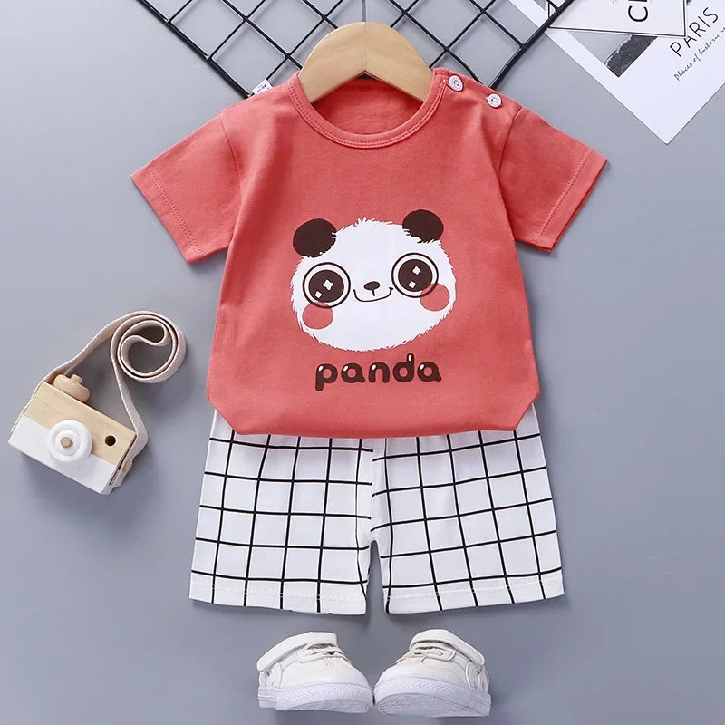 Summer Baby Clothes Set Casual Baby Boy Clothing Set Kids Short Sleeve Sports Set Tshirt Shorts Infant Baby Girl Clothes suits