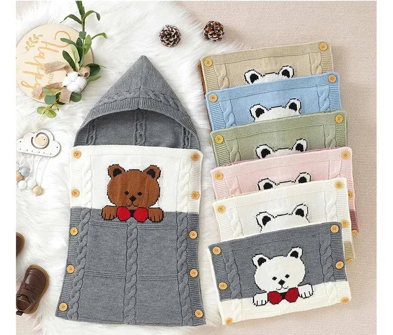 New Baby Winter Swaddle Wrap Blankets Knitted Toddler Infant Baby Swaddle Kids Warm Stroller Crib Envelope Newborn Baby Blankets