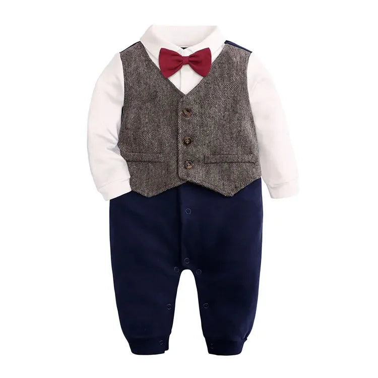 Gentleman Newborn Baby Clothes Boys Rompers Cotton Long Sleeve Baby Boy Clothes Spring & Autumn Infant Rompers 0-24 Months