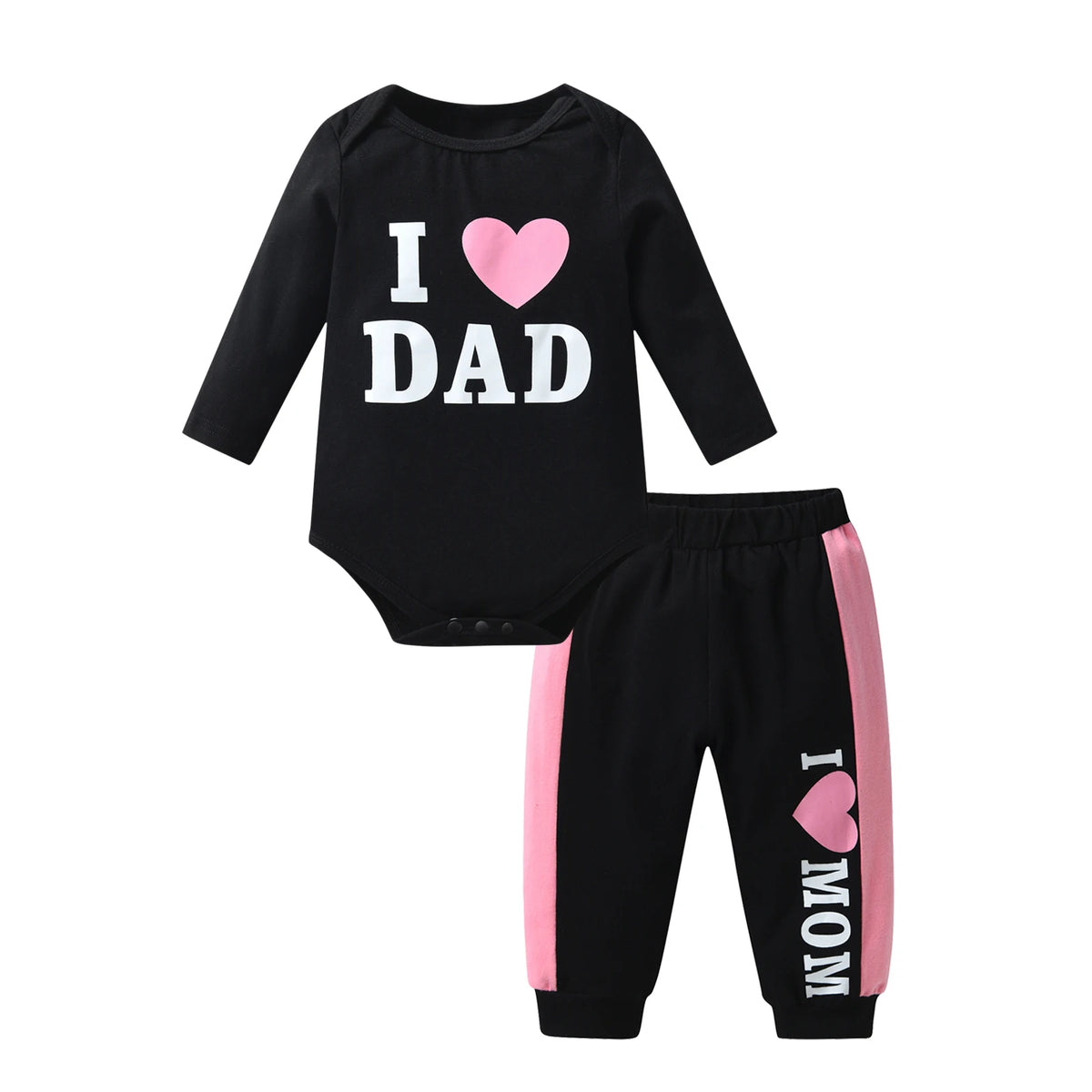 Casual Newborn infant Baby Girl 2PCS Clothes Set Spring Autumn Cotton Letter Print Long Sleeve Bodysuit Top and Pants Outfit Set