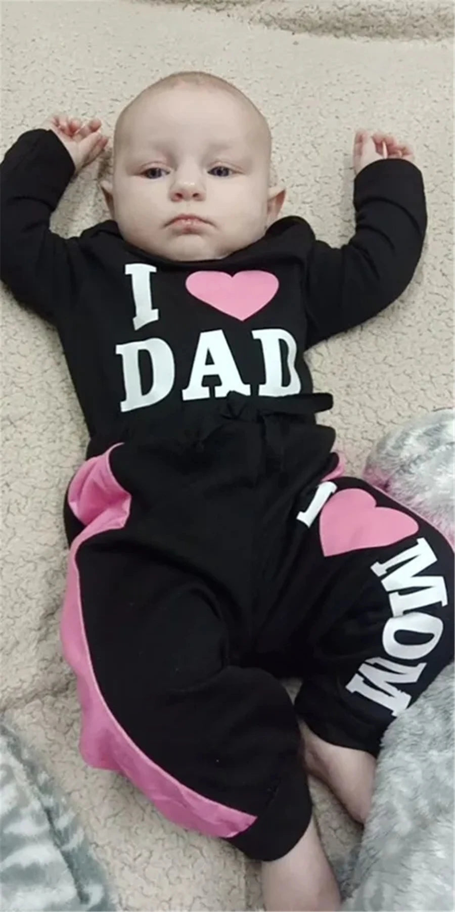 Casual Newborn infant Baby Girl 2PCS Clothes Set Spring Autumn Cotton Letter Print Long Sleeve Bodysuit Top and Pants Outfit Set