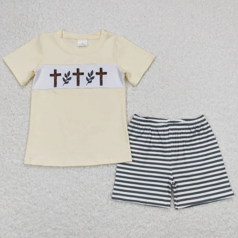 Hot Sale Kids Designer Clothes Boys Easter Rabbit Short Sleeve Top Shorts Sets Boutique Baby Boys Clothes Toddler Outfits New