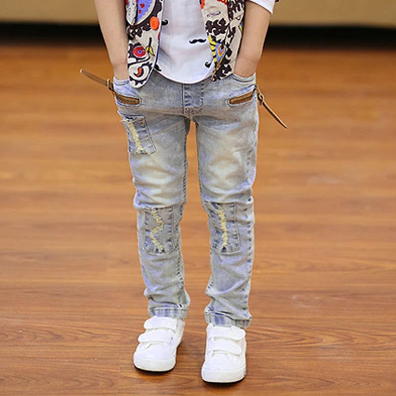 IENENS 5-13Y Kids Boys Clothes Skinny Jeans Classic Pants Children Denim Clothing Trend Long Bottoms Baby Boy Casual Trousers