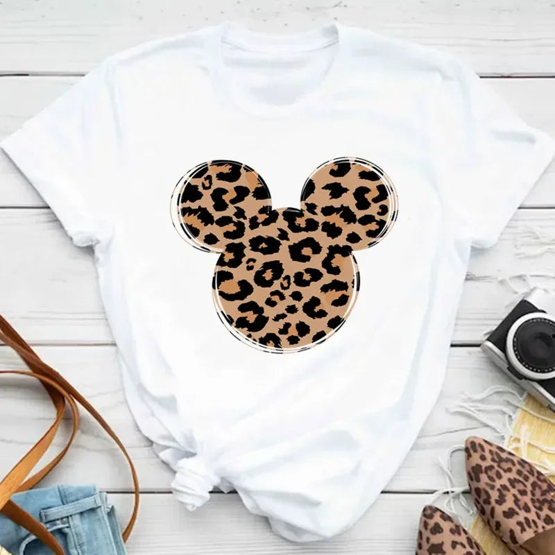 Disney Mickey Mouse Children T-shirt Fashion Minnie Pattern Print Tshirt Kid Boy Girl Clothing Summer Cotton Top Baby Casual Tee