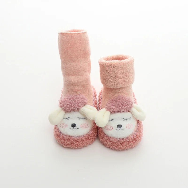 0-2Y Baby Boys Girls Winter Warm First Walker Infant Thickened Loop Warm Cozy Tube Socks Soft Sole Toddler Non-Slip Floor Shoes