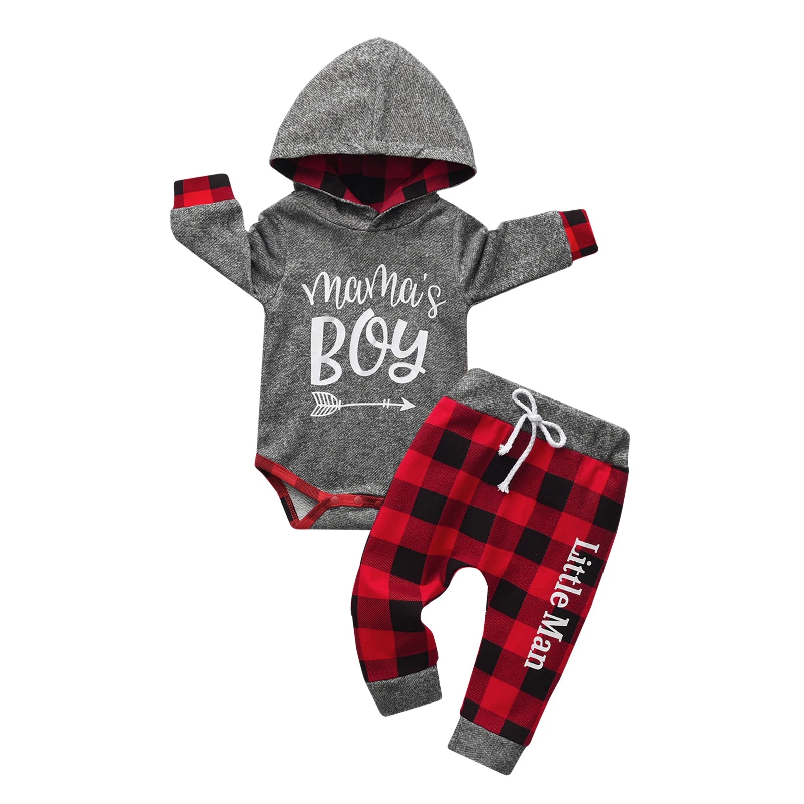 Newborn infant Baby Boys Spring Autumn Clothes Set Cotton Long Sleeve Hooded Romper Bodysuit Top and Pants Toddler Boys Outfit