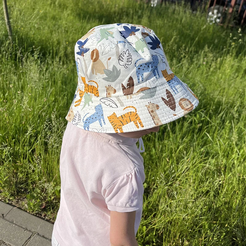 Summer Panama Baby Girls Hat Autumn Cartoon Boys Fisherman's Cap Beach Baby Sun Hat Outdoor UV Bucket Hat for Kids Toddler Visor