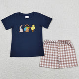 Hot Sale Kids Designer Clothes Boys Easter Rabbit Short Sleeve Top Shorts Sets Boutique Baby Boys Clothes Toddler Outfits New