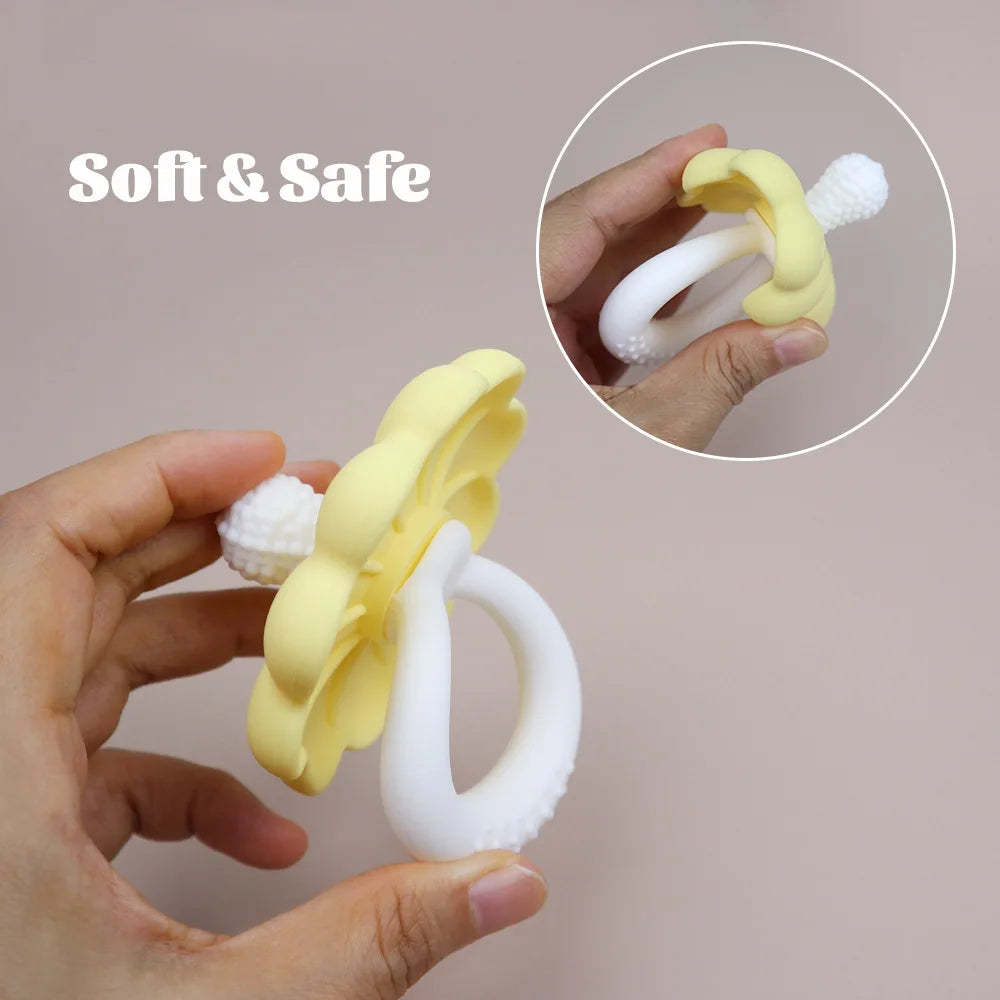 2024 hot sale Baby flower shape Teether silicone pacifier teether big size baby BPA free teether toy