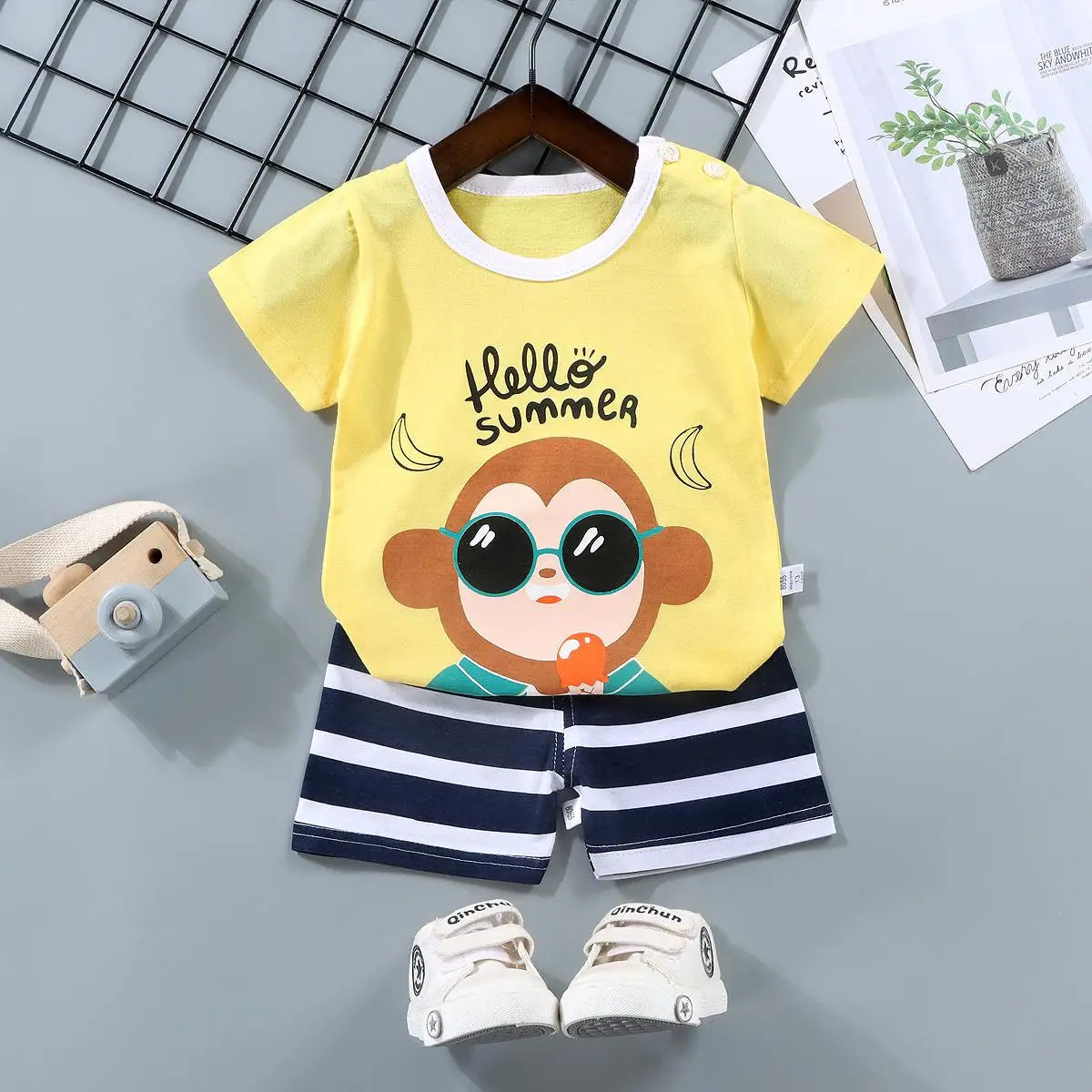 Baby Sets Children Set Girls Boy Shorts Clothes Cartoon Print Outfits For Kids Child Toddler T-shirt +pants Boys Clothes New