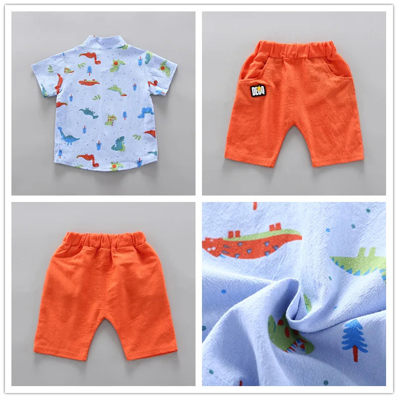 2024 Summer Casual Clothes Fashion Baby Boy's Suit Set Top Shorts 2PCS Baby Clothing Set For Boys Infant Suits Kids Clothes