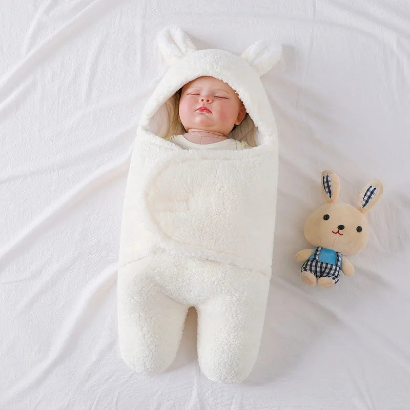 2024 Autumn Winter Infant Toddler Thicken Cashmere Receiving Blankets 0-6M Newborn Sleeping Bag Swaddling Kids Accessories