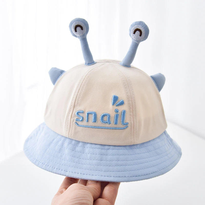 Cartoon Snail Baby Bucket Hat Cute Solid Color Ear Kids Fisherman Cap Spring Summer Wide-brim Toddler Panama Sun Hats