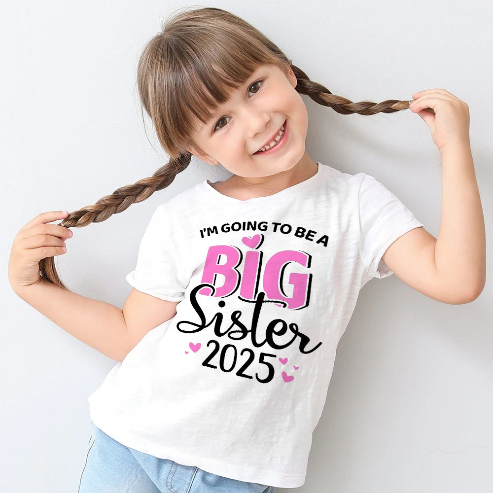 I'm Going To Be A Big Sister Printed Girls Shirt Tee Pregnancy Announcement Kids T-shirt Child Summer Short Sleeve Clothes Tops