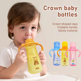 240ML Baby PP Bottle Wide Mouth Newborn Baby Bottle with Handle Baby Milk Bottle Newborn Pattern Baby Cup BPA Free