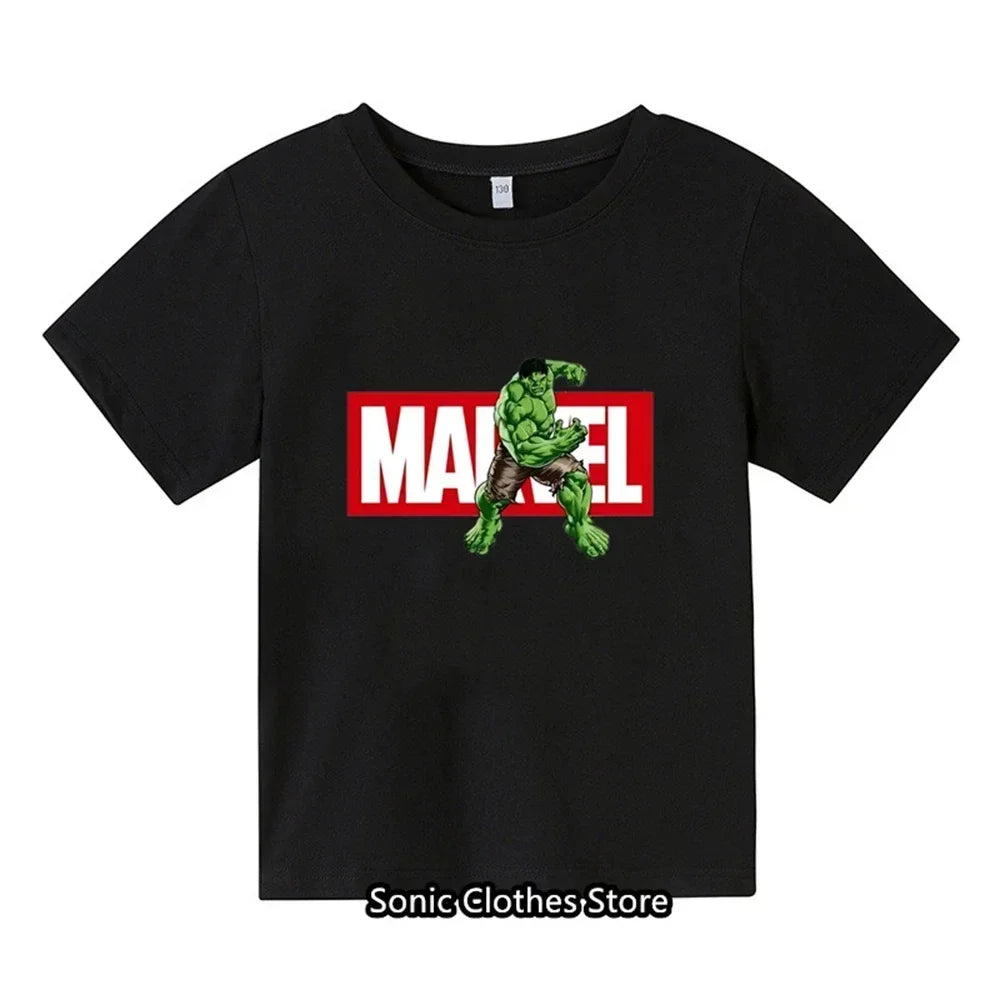 2024 Summer New Hulk Pattern Boys and Girls Children's Printed T-shirt Children's Summer Fashion Short Sleeved T-shirt