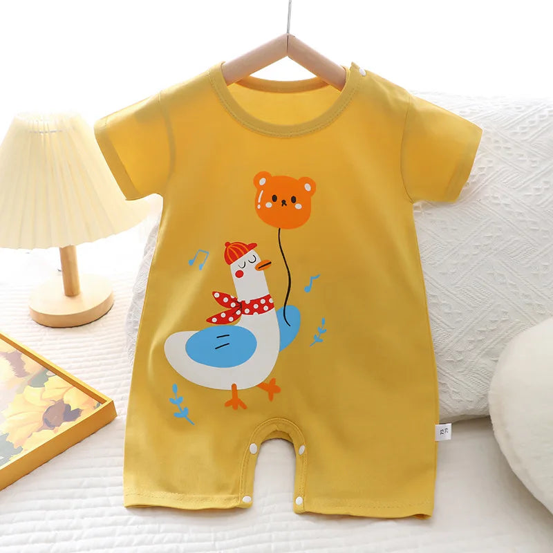 2024 Infant Toddler Crawling Clothes Cotton Summer Boys Girls Thin Male Baby Female Short-sleeved Romper suit Children's Onesie