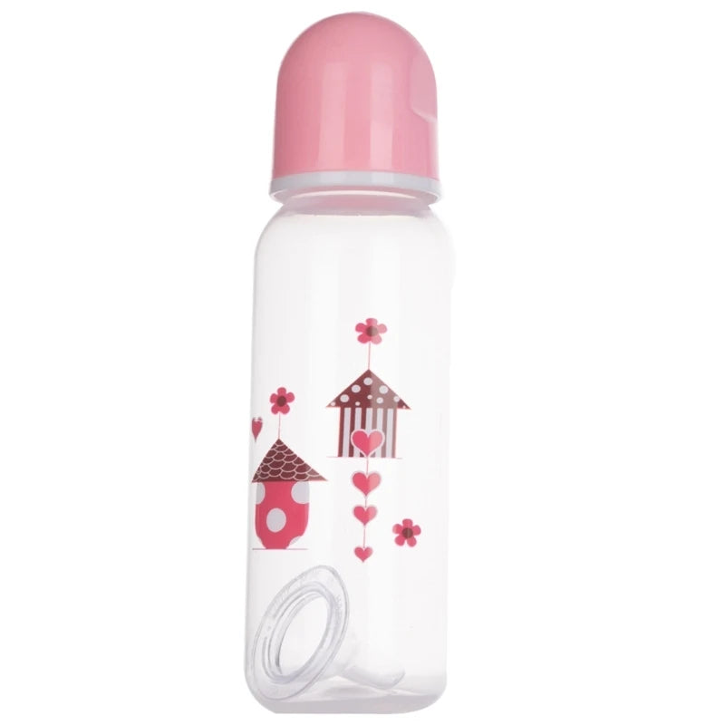 Upgraded 250ml Plastics Baby Bottle Cartoon Pattern Baby Feeding Bottle Suitable for Infant Newborn 7-inch Height