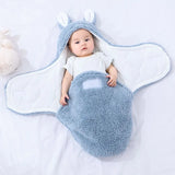 2024 Autumn Winter Infant Toddler Thicken Cashmere Receiving Blankets 0-6M Newborn Sleeping Bag Swaddling Kids Accessories