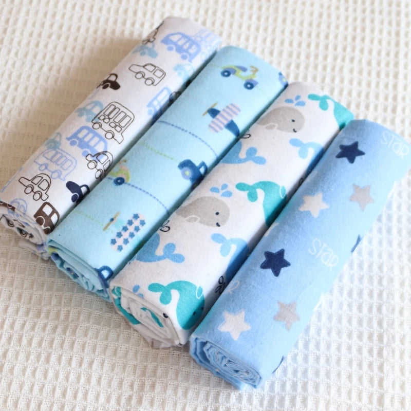 4pcs/pack 100% Cotton Receiving Baby Blanket Newborn 76x76cm Baby Bedsheet Supersoft Flannel Diapers New Born Blanket Swaddle